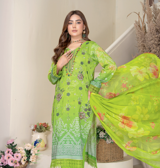 NAZ DIGITAL PRINT EMBROIDERED LAWN SUIT